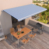 Vidaxl Luifel Automatique extensible 600x350 cm bleu et blanc