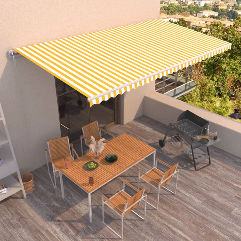 Vidaxl Luifel étend automatiquement 600x350 cm jaune et blanc