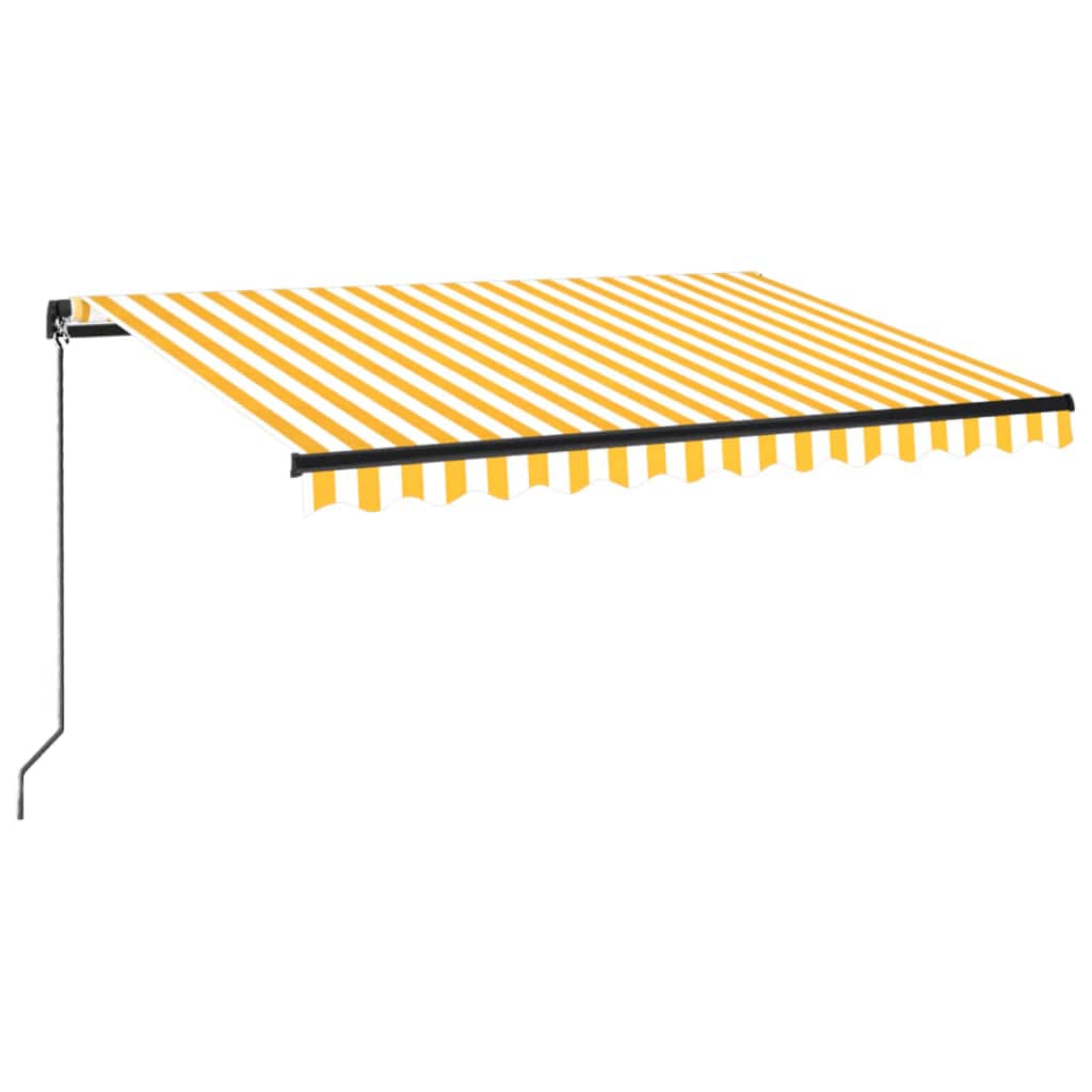 Vidaxl Luifel étend manuellement 350x250 cm jaune et blanc