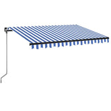 Vidaxl Luifel extensible manuellement avec LED 350x250 cm bleu et blanc