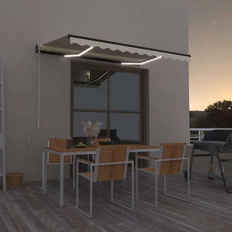 Vidaxl Luifel extensible manuellement avec la Crème à LED 350x250 cm -Colore