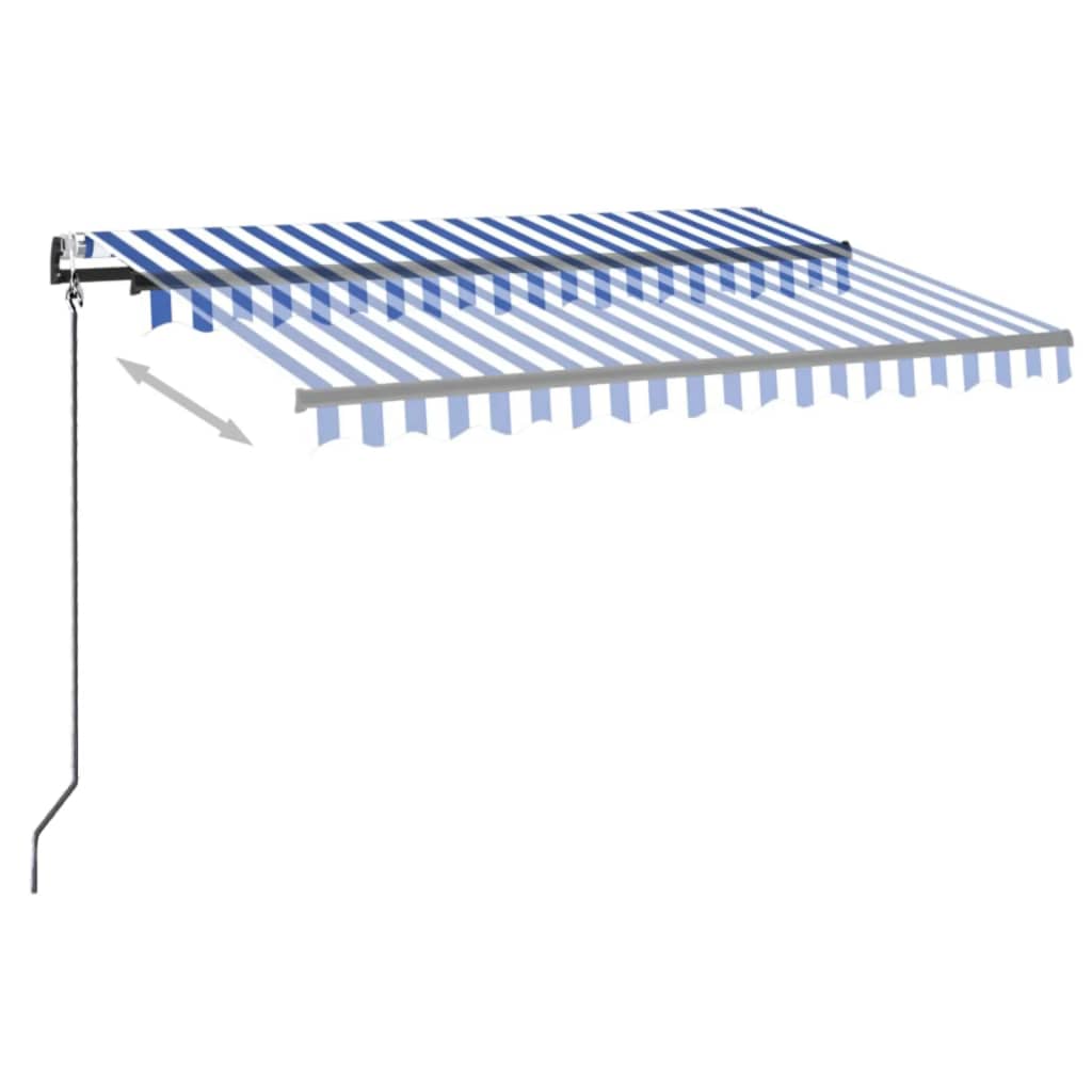 Vidaxl Laifel automatique avec led et capteur de vent 350x250 cm blanc bleu