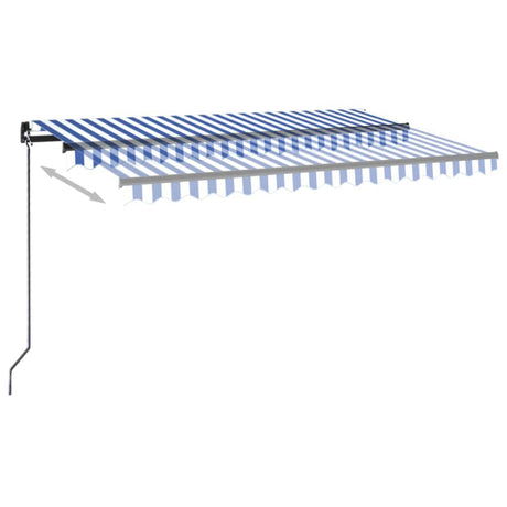 Vidaxl Luifel extensible manuellement avec LED 400x300 cm bleu et blanc