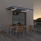 Vidaxl Luifel extensible manuellement avec LED 400x300 cm bleu et blanc