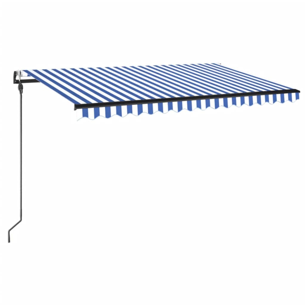 Vidaxl Luifel Automatique avec led et capteur de vent 400x300cm bleu et blanc