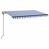 Vidaxl Luifel Automatique avec led et capteur de vent 400x300cm bleu et blanc