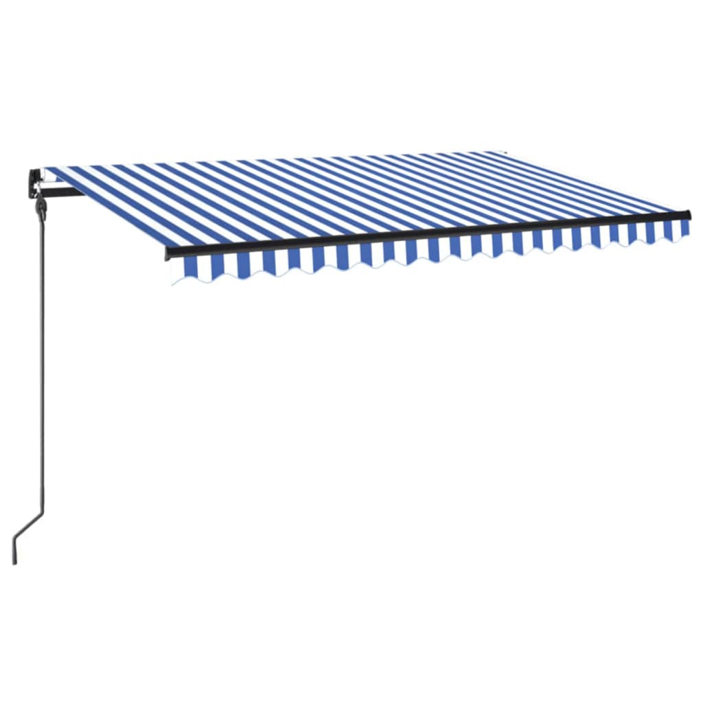Vidaxl Luifel extensible manuellement avec LED 450x300 cm bleu et blanc