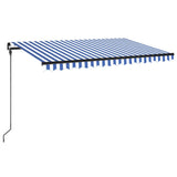 Vidaxl Luifel extensible manuellement avec LED 450x300 cm bleu et blanc