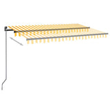 Vidaxl Luifel extensible manuellement avec LED 450x300 cm jaune et blanc
