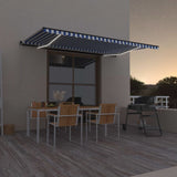 Vidaxl Luifel extensible manuellement avec LED 500x300 cm bleu et blanc