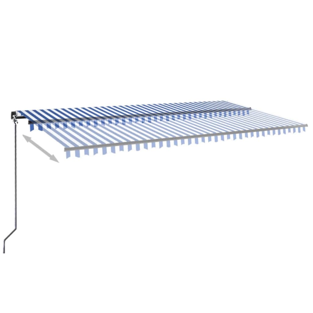 Vidaxl Luifel extensible manuellement avec LED 600x300 cm bleu et blanc