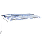 Vidaxl Luifel extensible manuellement avec LED 600x300 cm bleu et blanc