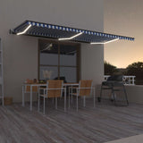 Vidaxl luifel automatique avec led et capteur de vent 600x300 cm blanc bleu