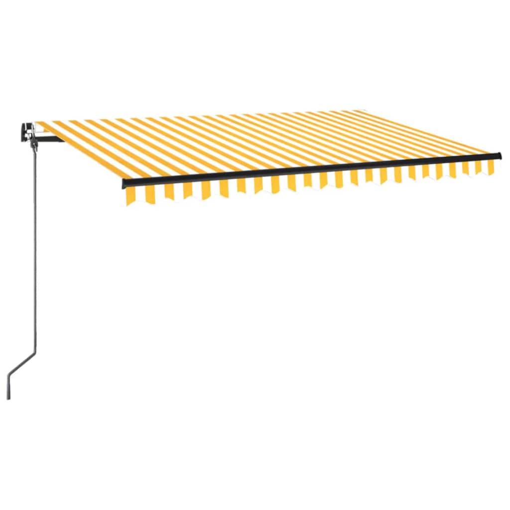 Vidaxl Luifel étend manuellement 400x350 cm jaune et blanc
