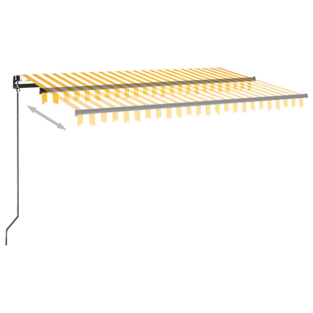 Vidaxl Luifel étend manuellement 400x350 cm jaune et blanc