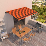 Vidaxl Luifel étend manuellement 400x350 cm orange et brun