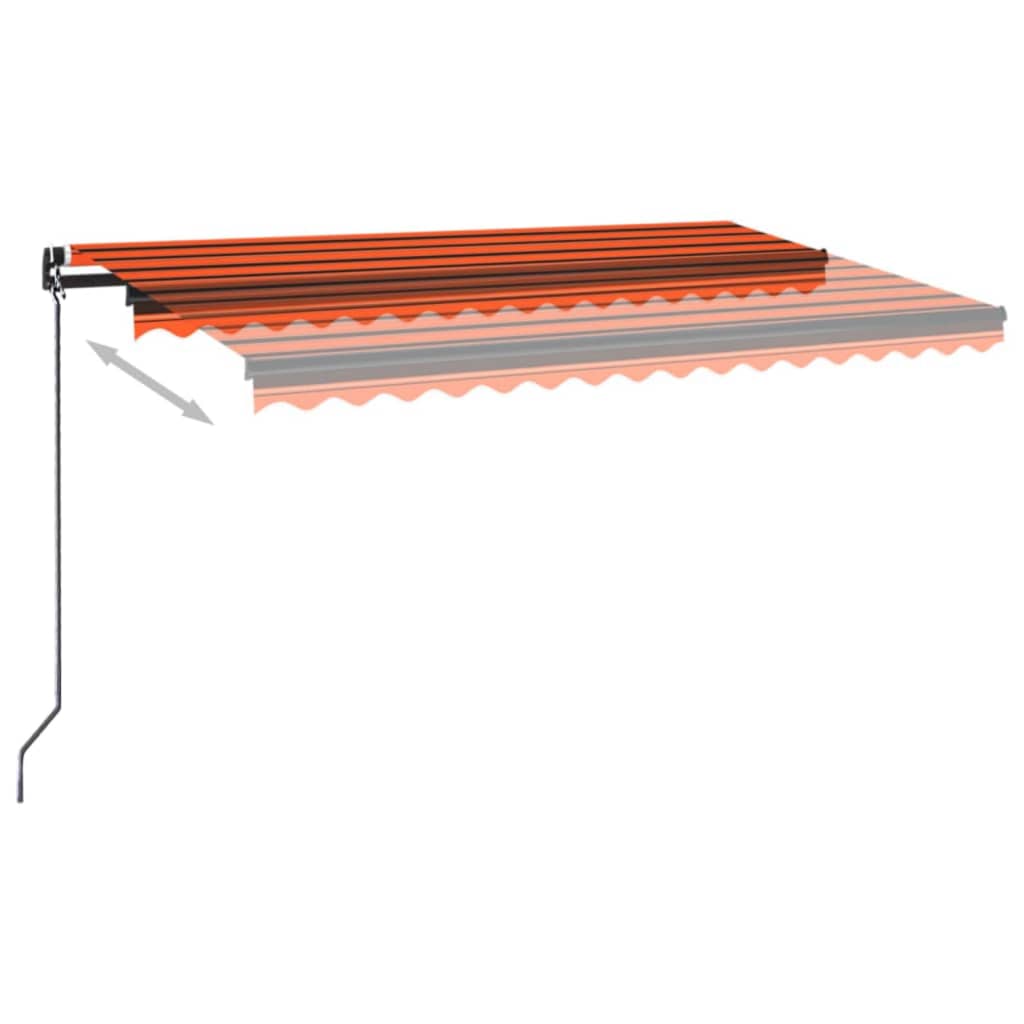 Vidaxl Luifel extensible manuellement avec LED 400x350 cm orange et marron
