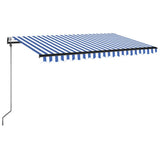 Vidaxl luifel automatique avec led et capteur de vent 400x350 cm blanc bleu