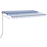 Vidaxl Luifel étend manuellement 450x350 cm bleu et blanc