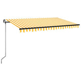 Vidaxl Luifel étend manuellement 450x350 cm jaune et blanc