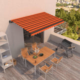 Vidaxl Luifel étend manuellement 450x350 cm d'orange et brun