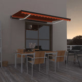 Vidaxl Luifel extensible manuellement avec LED 450x350 cm orange et marron