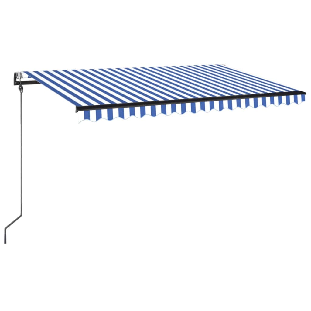 Vidaxl luifel automatique avec led et capteur de vent 450x350 cm blanc bleu