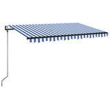 Vidaxl luifel automatique avec led et capteur de vent 450x350 cm blanc bleu