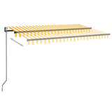 Vidaxl luifel automatique avec led et capteur de vent 450x350 cm blanc jaune