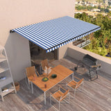 Vidaxl Luifel étend manuellement 500x350 cm bleu et blanc