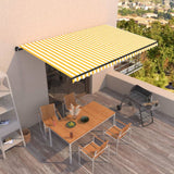 Vidaxl Luifel étend manuellement 500x350 cm jaune et blanc