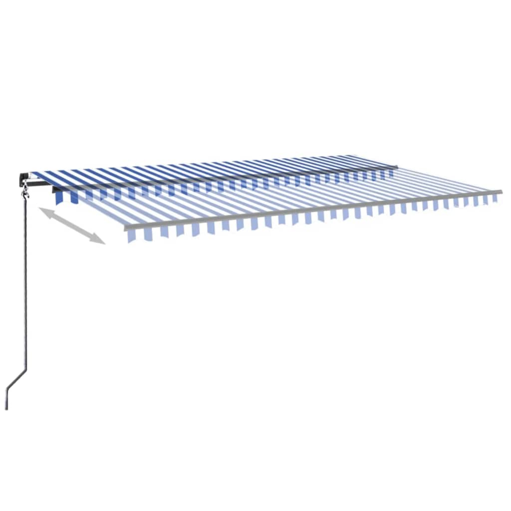 Vidaxl Luifel extensible manuellement avec LED 500x350 cm bleu et blanc