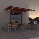 Vidaxl Luifel extensible manuellement avec LED 500x350 cm orange et marron