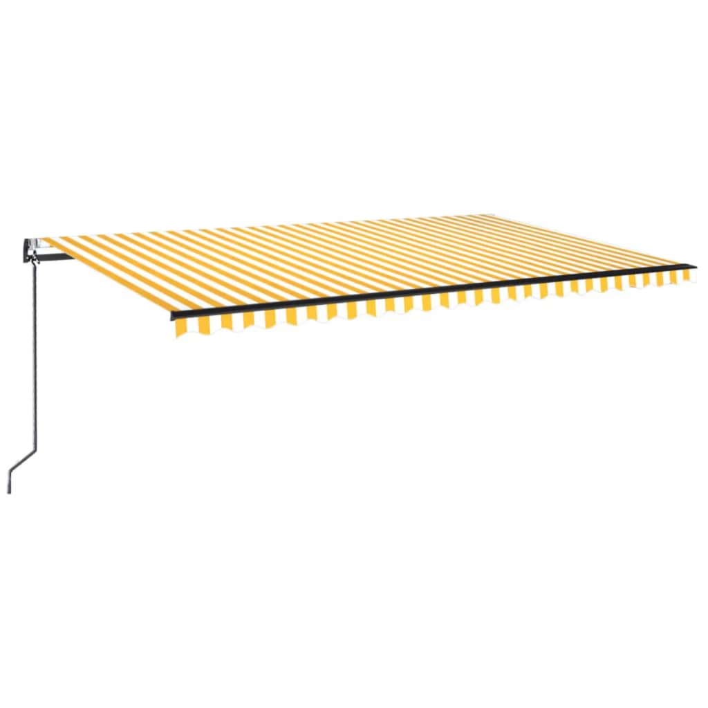 Vidaxl luifel automatique avec led et capteur de vent 500x350 cm blanc jaune