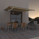 Vidaxl luifel automatique avec led et capteur de vent 500x350 cm blanc jaune