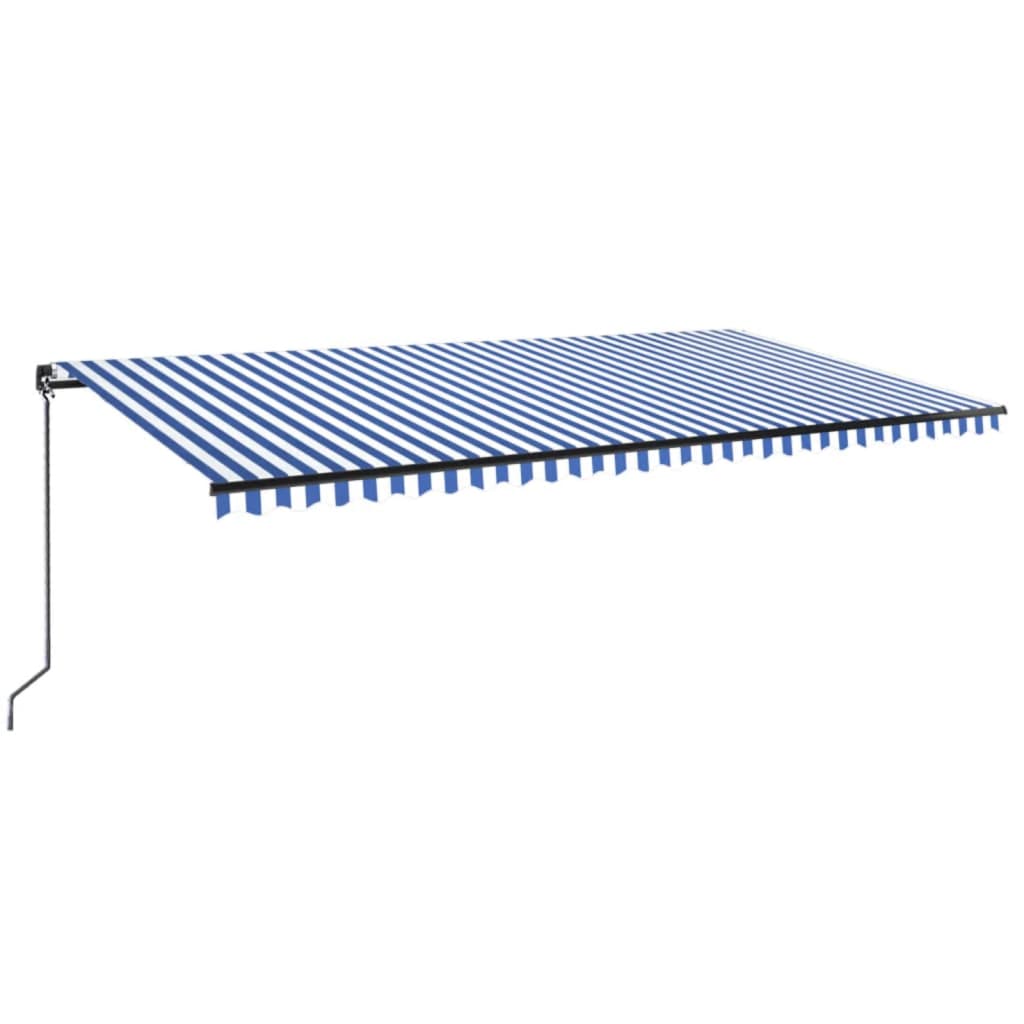 Vidaxl Luifel étend manuellement 600x350 cm bleu et blanc