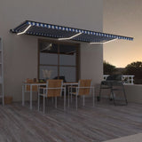 Vidaxl Luifel extensible manuellement avec LED 600x350 cm bleu et blanc