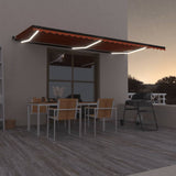 Vidaxl Luifel extensible manuellement avec LED 600x350 cm orange et marron