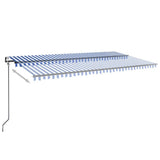 Vidaxl luifel automatique avec led et capteur de vent 600x350 cm blanc bleu