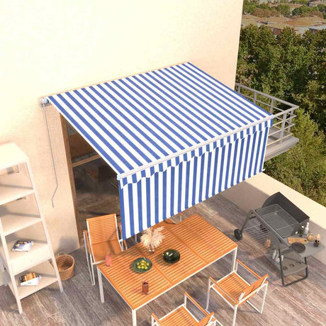 Vidaxl luifel extensible manuellement avec un rouleau aveugle 3x2,5 m blanc bleu