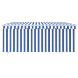 Vidaxl Luifel à rouleau extensible à l'aveugle LED 3x2,5 m blanc bleu
