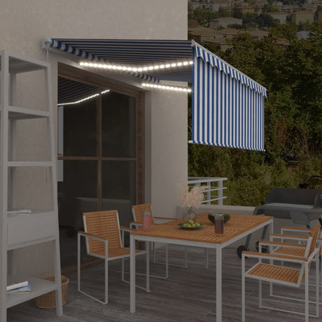 Vidaxl Luifel à rouleau extensible à l'aveugle LED 3x2,5 m blanc bleu