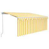 Vidaxl Luifel extensible à rouleau à volant LED 3x2,5 m jaune et blanc