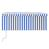 Vidaxl Luifel a automatiquement extensible avec un rouleau à rouleau 3x2,5 m blanc bleu