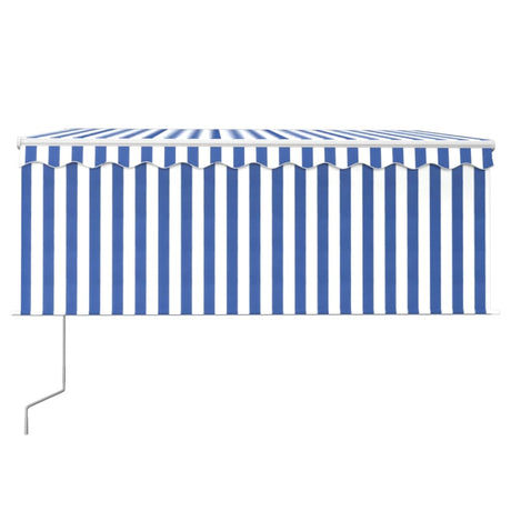 Vidaxl Luifel a automatiquement extensible avec un rouleau à rouleau 3x2,5 m blanc bleu