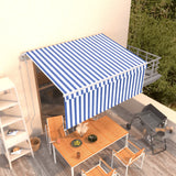 Vidaxl Luifel a automatiquement extensible avec un rouleau à rouleau 3x2,5 m blanc bleu