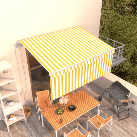 Vidaxl Luifel a automatiquement extensible avec un rouleau aveugle 3x2,5 m jaune blanc