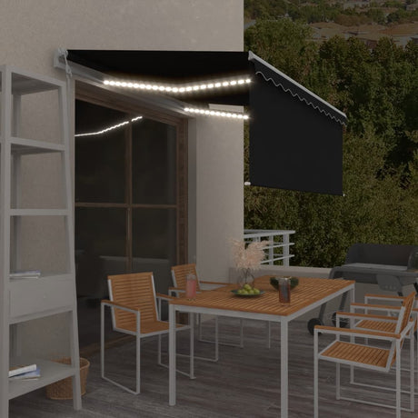Vidaxl luifel automatisch met gordijn led windsensor 3x2,5 m antraciet