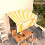 Vidaxl luifel extensible manuellement avec un rouleau aveugle 3,5x2,5 m jaune blanc