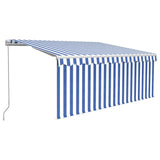 Vidaxl Luifel LED aveugle à rouleau extensible manuellement 3,5x2,5 m blanc bleu
